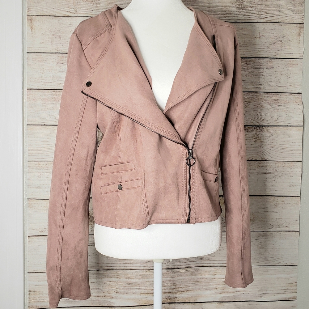 Haute Monde dusty pink faux suede casual jacket